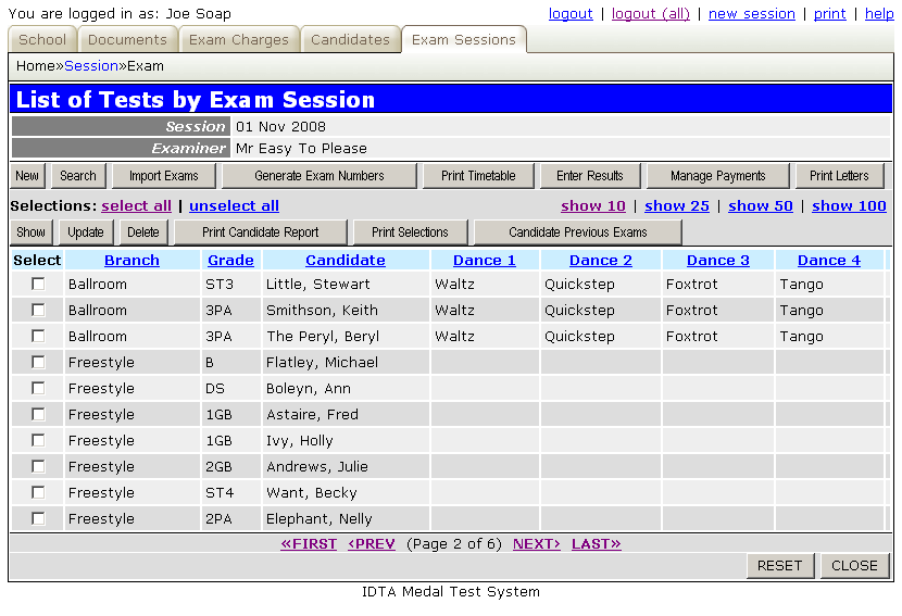 Exam Details Screen