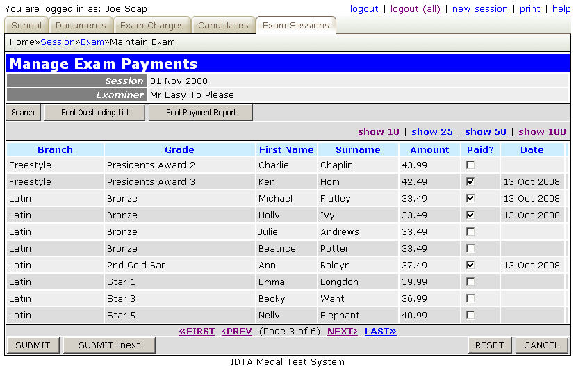 Manage Payments Screen