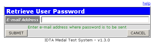Retrieve Password Screen